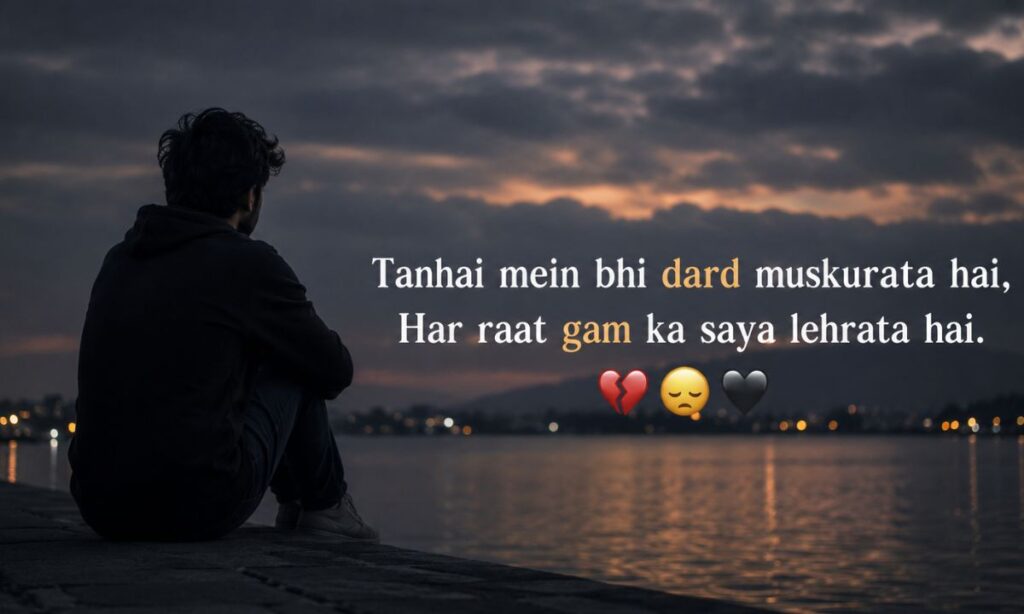 2 Line Sad Alone Shayari in Hindi with Emoji